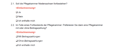 Zweite Runde: Umfrage zur Zukunft der Pflegekammer startet neu